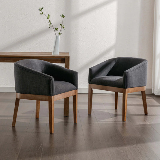 2-Piece Canted Bucket Dining Chair Set - Linen Charcoal