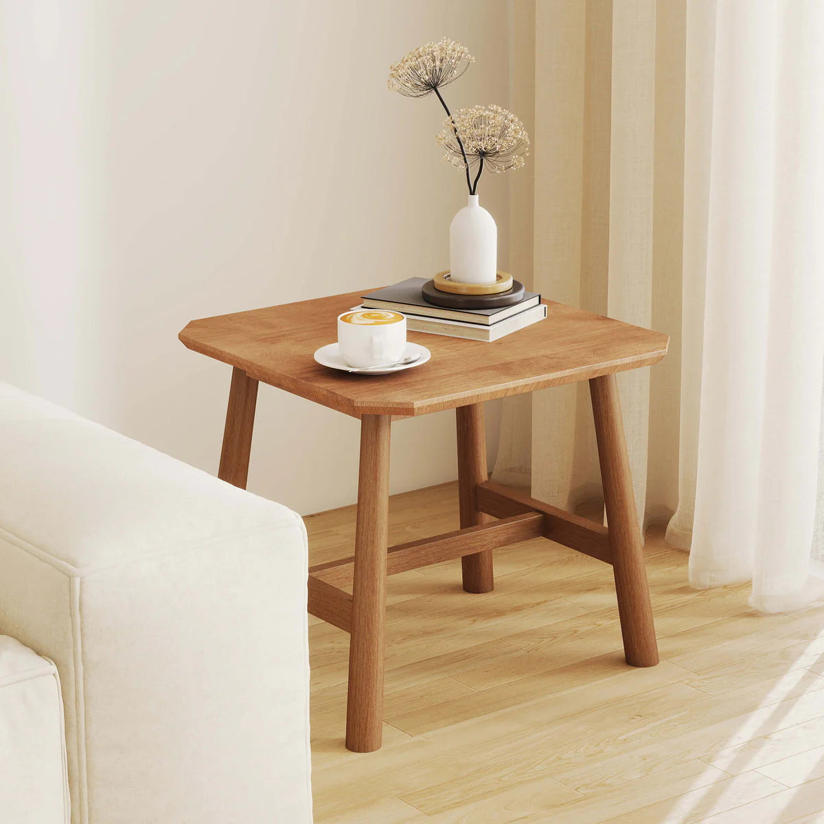Small Square Side Table with Rustic Farmhouse Style