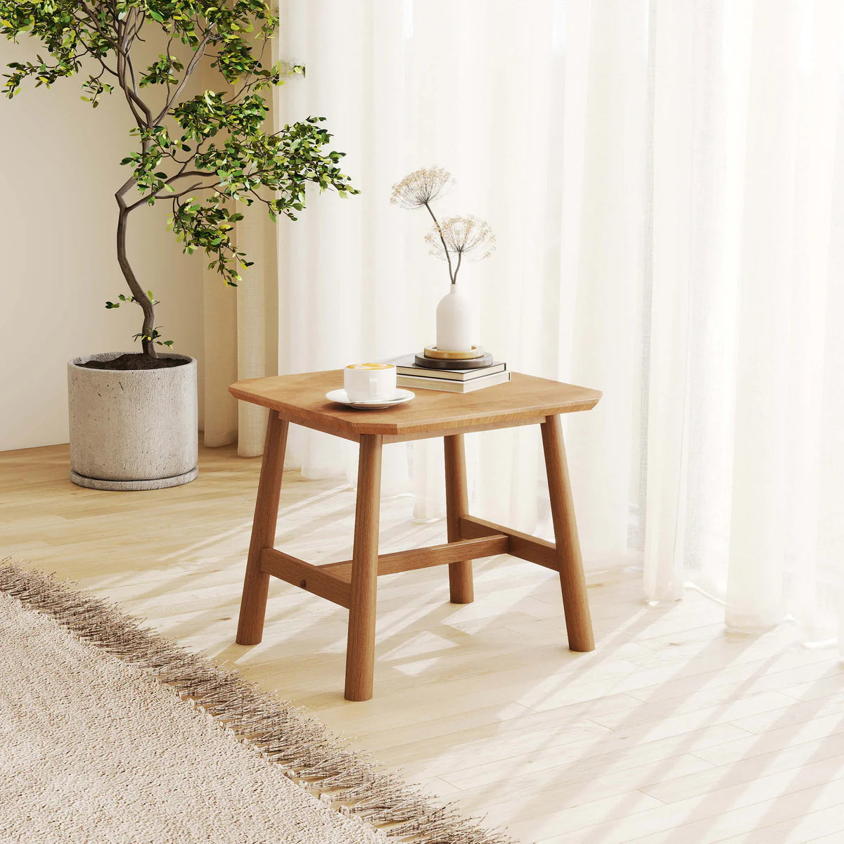 Small Square Side Table with Rustic Farmhouse Style