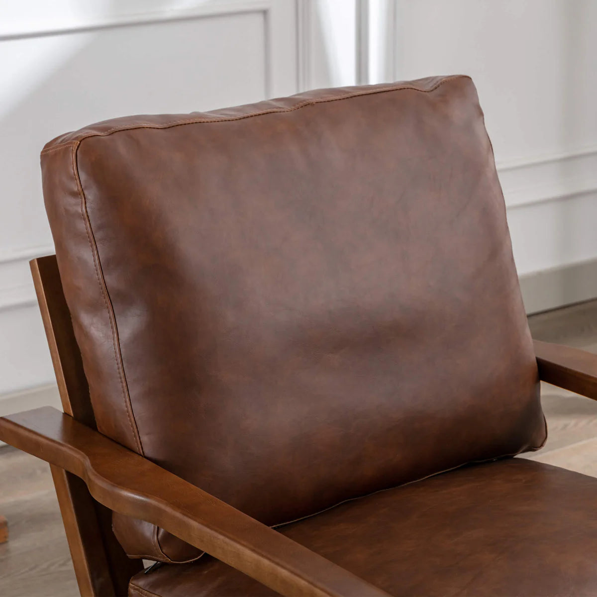 Mid-Century Modern Armchair - PU Brown