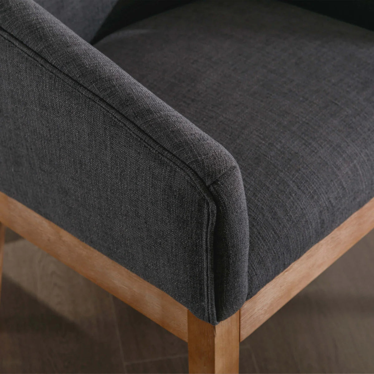 2-Piece Canted Bucket Dining Chair Set - Linen Charcoal