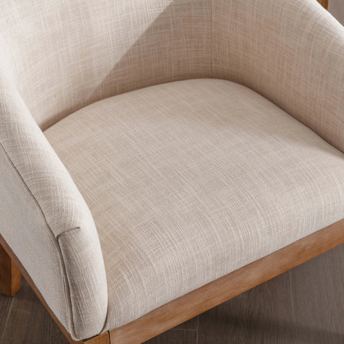 2-Piece Canted Bucket Dining Chair Set - Linen Beige