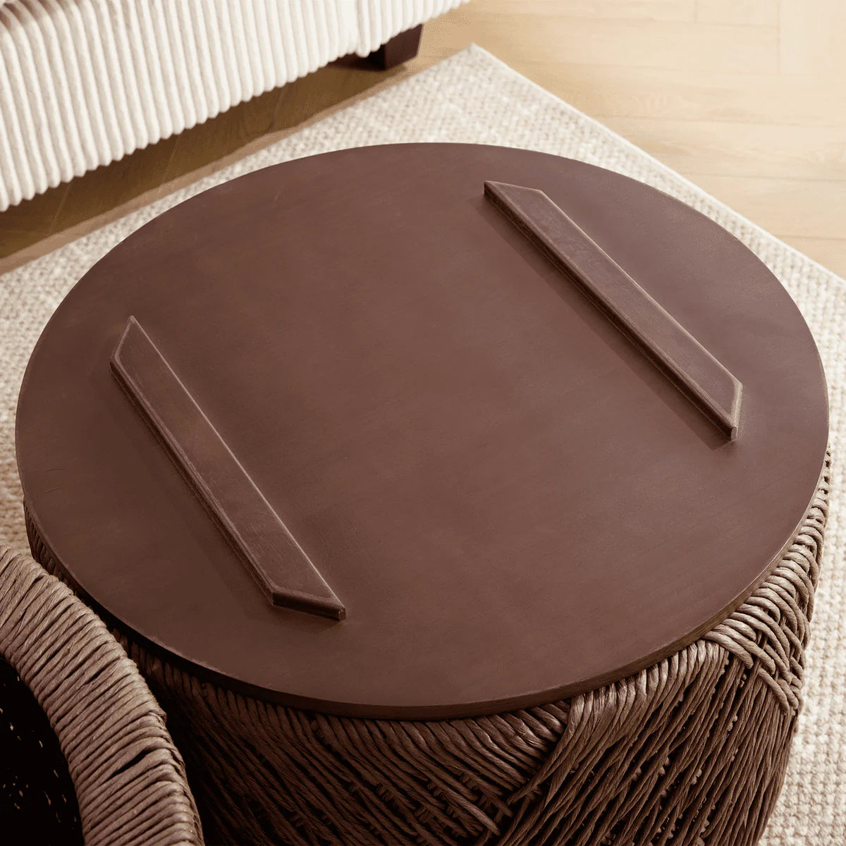 Woven Nesting Storage Coffee Table Set of 2