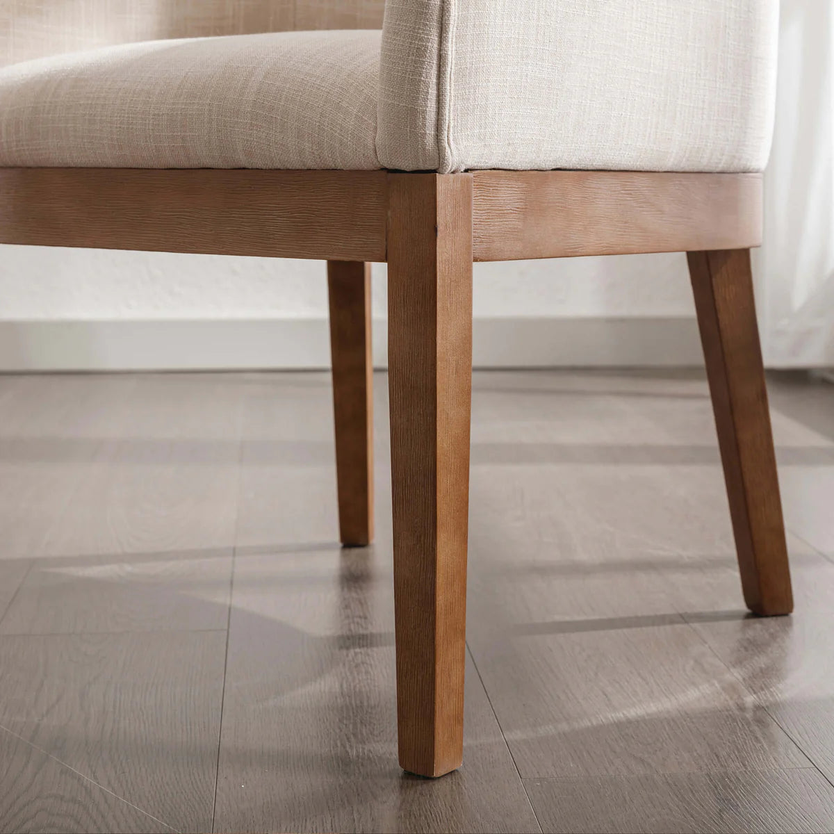 2-Piece Canted Bucket Dining Chair Set - Linen Beige