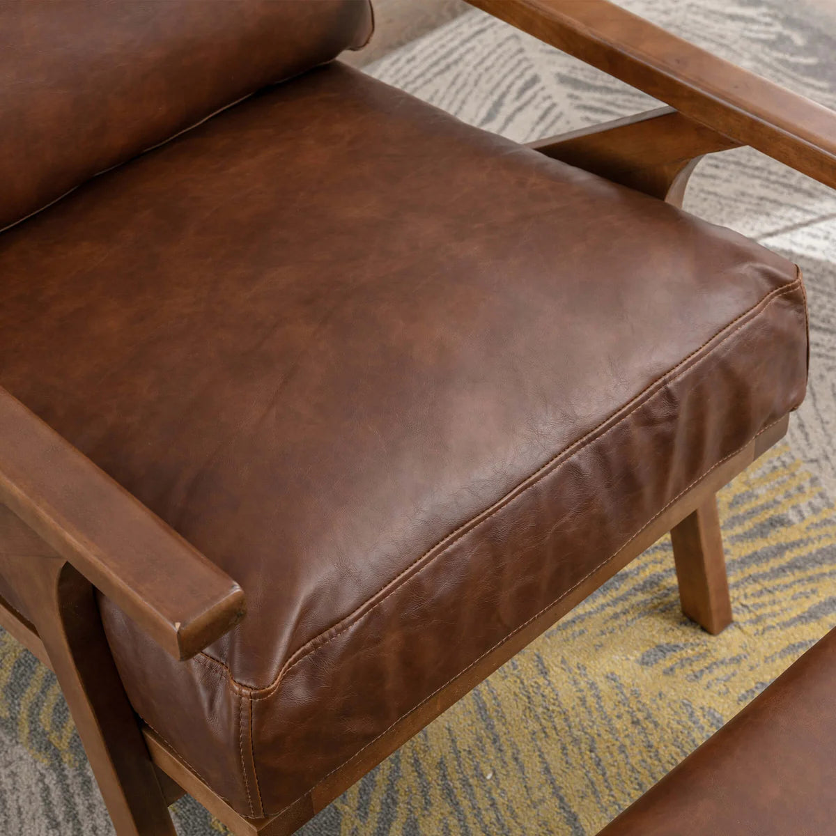 Mid-Century Modern Armchair - PU Brown