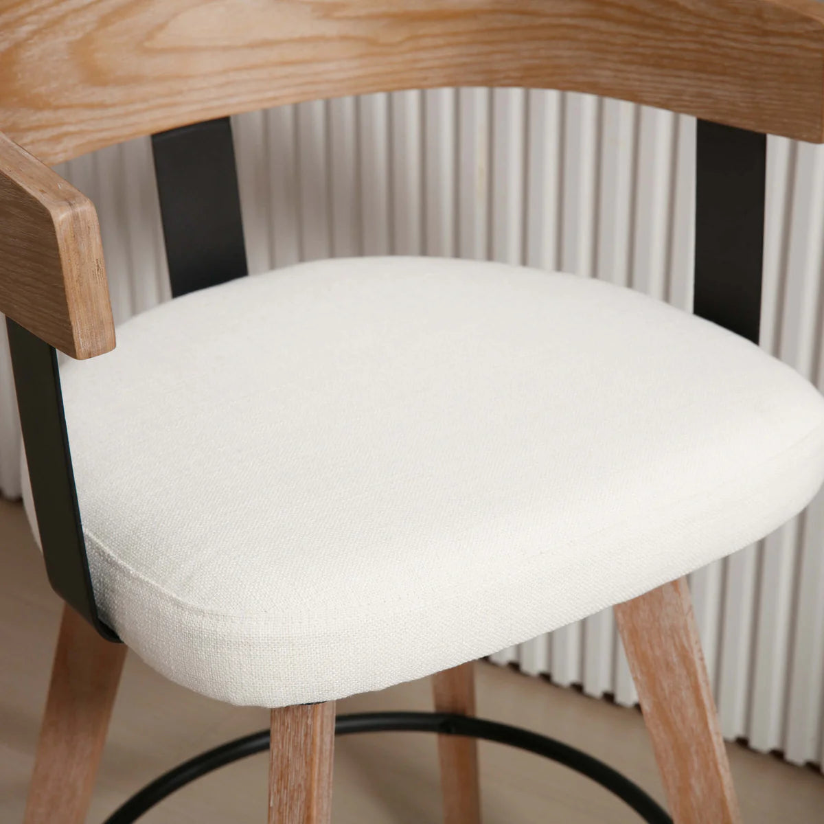 High Swivel Wood Back Bar Stool