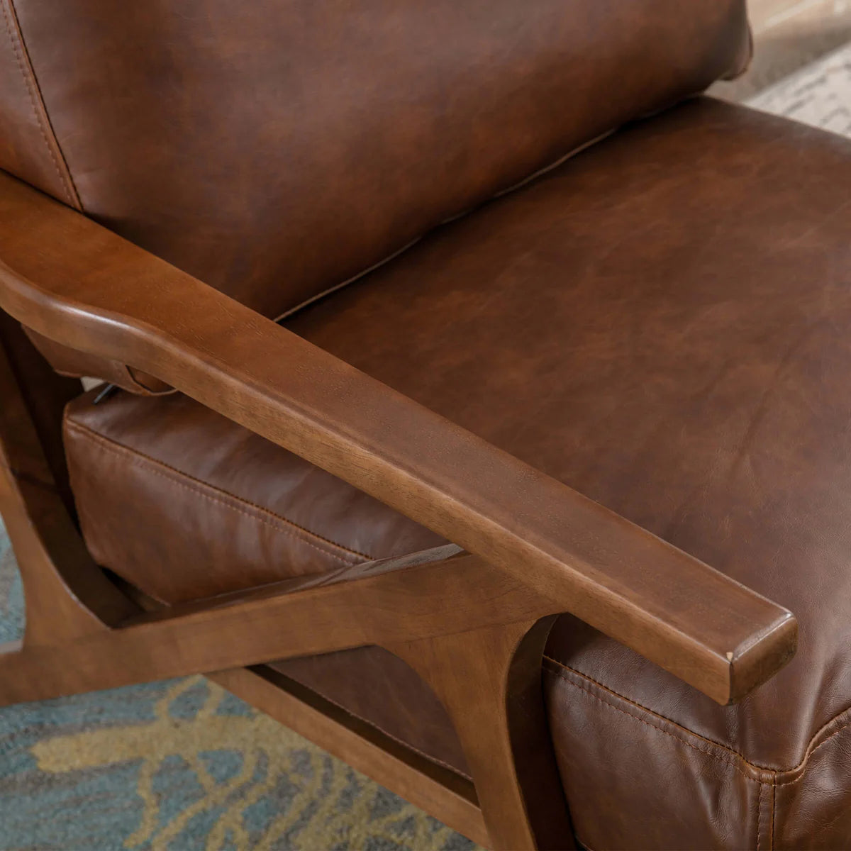 Mid-Century Modern Armchair - PU Brown