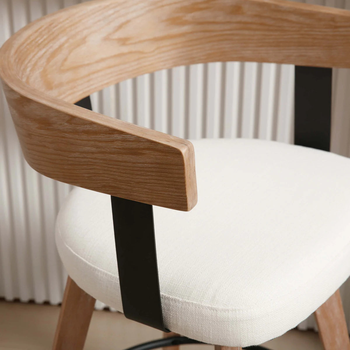 High Swivel Wood Back Bar Stool