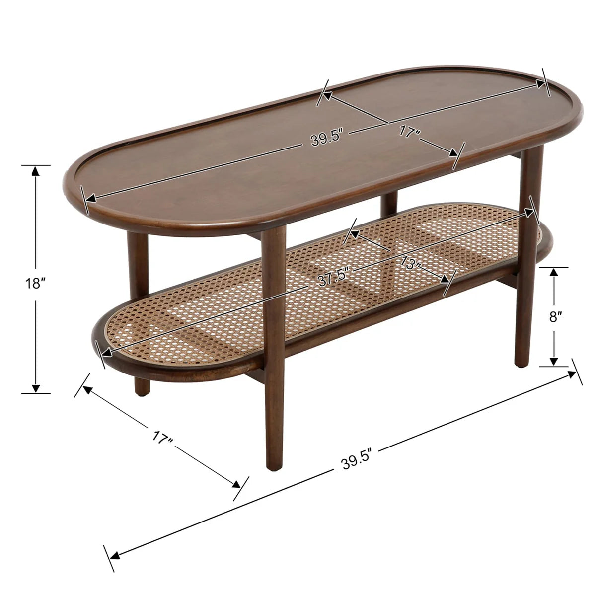Wide Oval Center Rattan Coffee Table